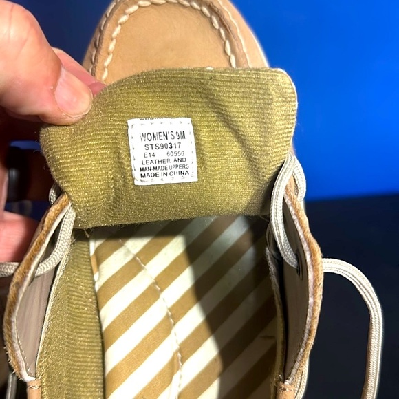 SPERRY TOP SIDER STS90317 2 Eye Tan Beige Leather Slip On Boat Shoes Women's 9.0 - Picture 9 of 10